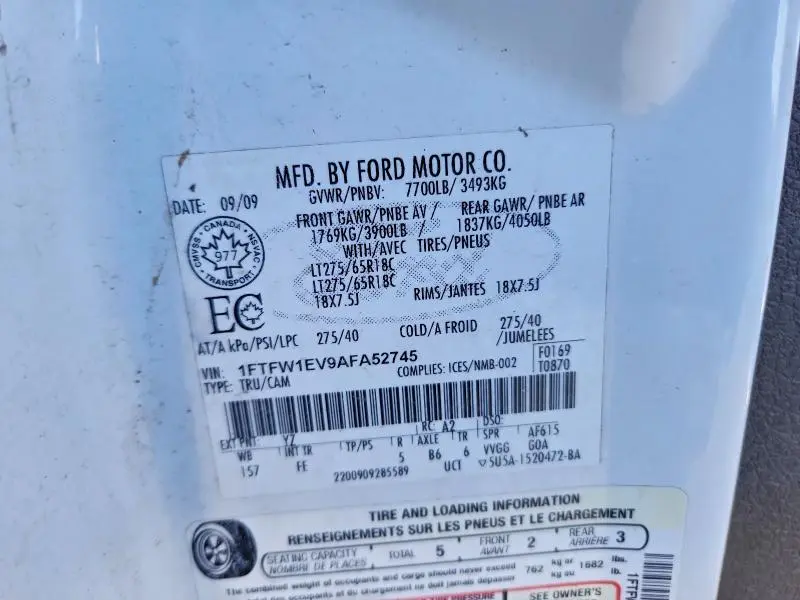 2010 FORD F150 SUPERCREW  