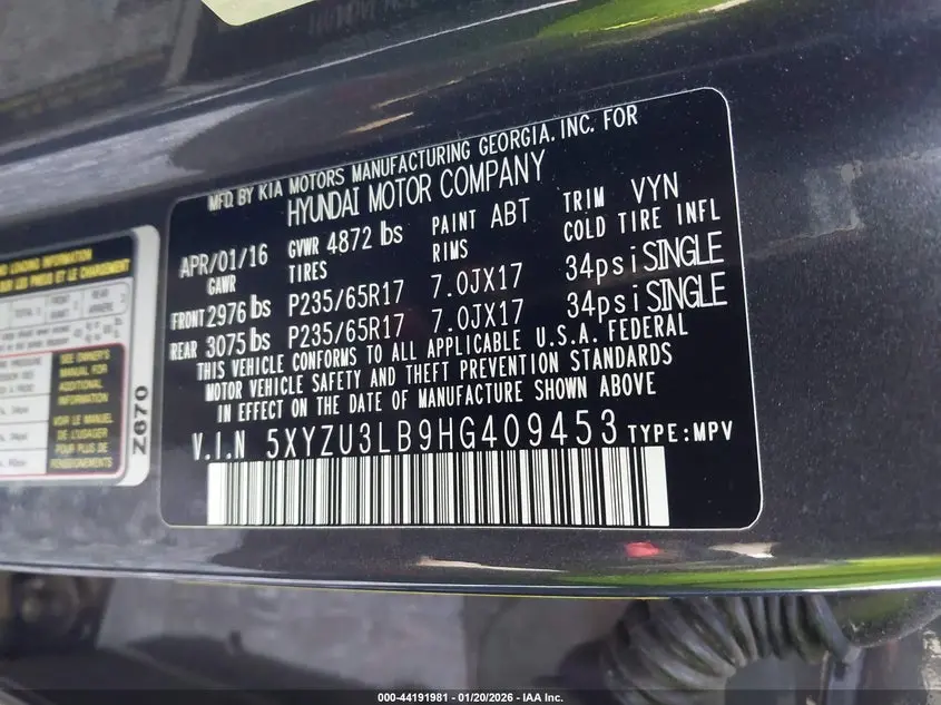 2017 HYUNDAI SANTA FE SPORT 2.4L