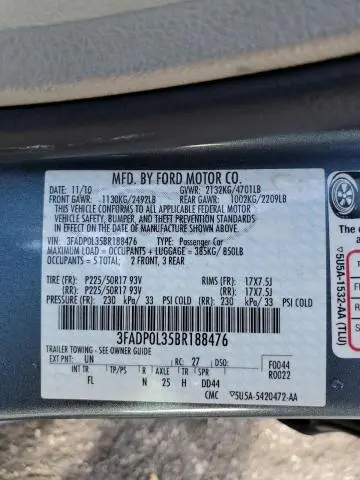 2011 FORD FUSION HYBRID  