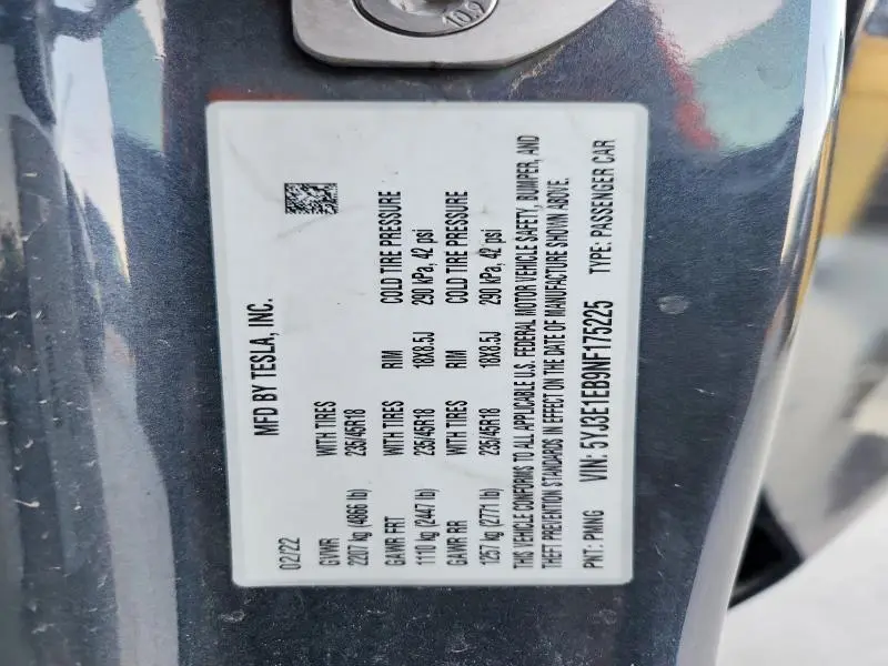 2022 TESLA MODEL 3   