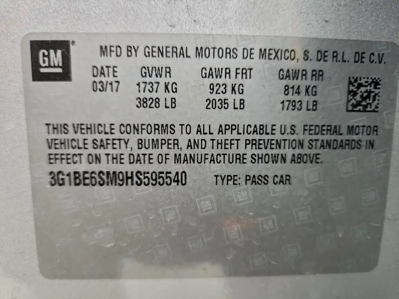 2017 CHEVROLET CRUZE LT  