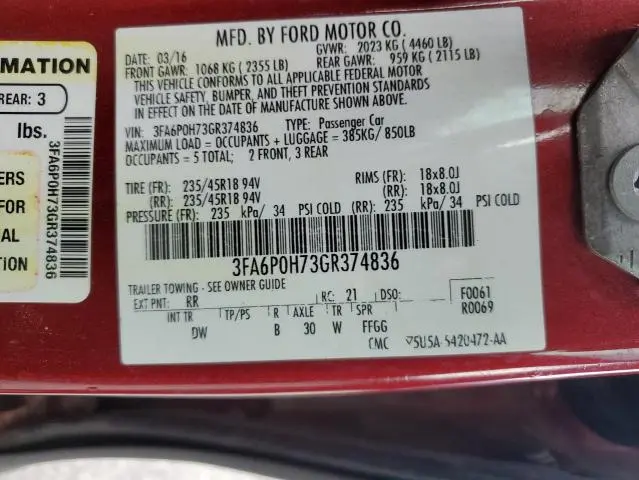 2016 FORD FUSION SE  