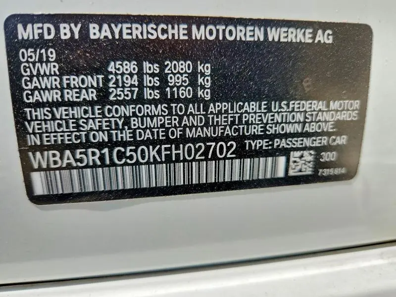 2019 BMW 330I   