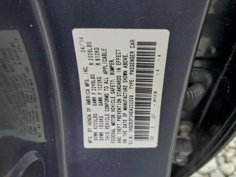 2014 HONDA ACCORD LX  