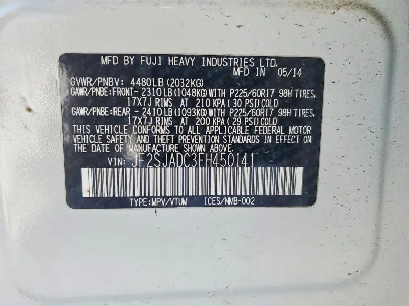 2015 SUBARU FORESTER 2.5I PREMIUM  