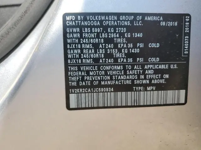 2018 VOLKSWAGEN ATLAS SE  