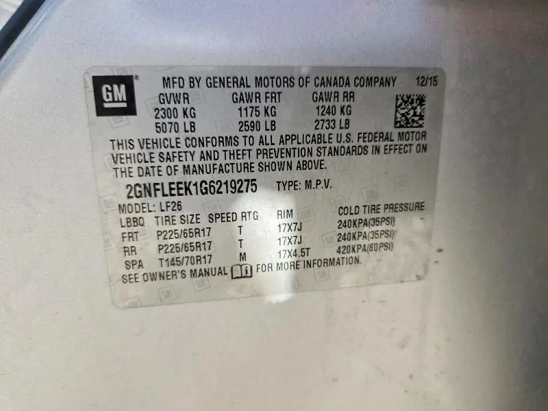 2016 CHEVROLET EQUINOX LS  