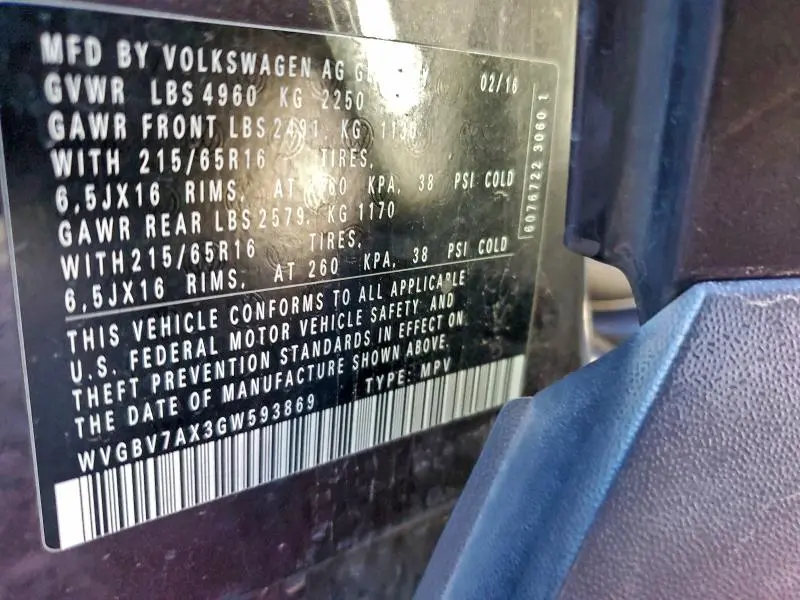 2016 VOLKSWAGEN TIGUAN S  