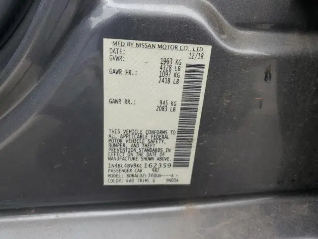 2019 NISSAN ALTIMA S  