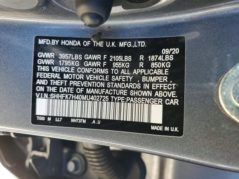 2021 HONDA CIVIC SPORT  