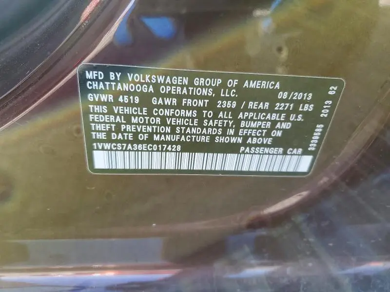 2014 VOLKSWAGEN PASSAT SEL  