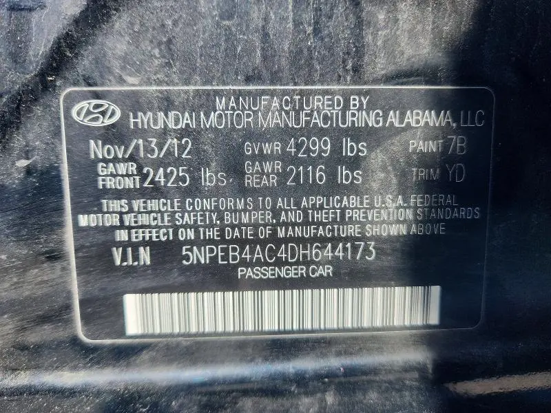 2013 HYUNDAI SONATA GLS  