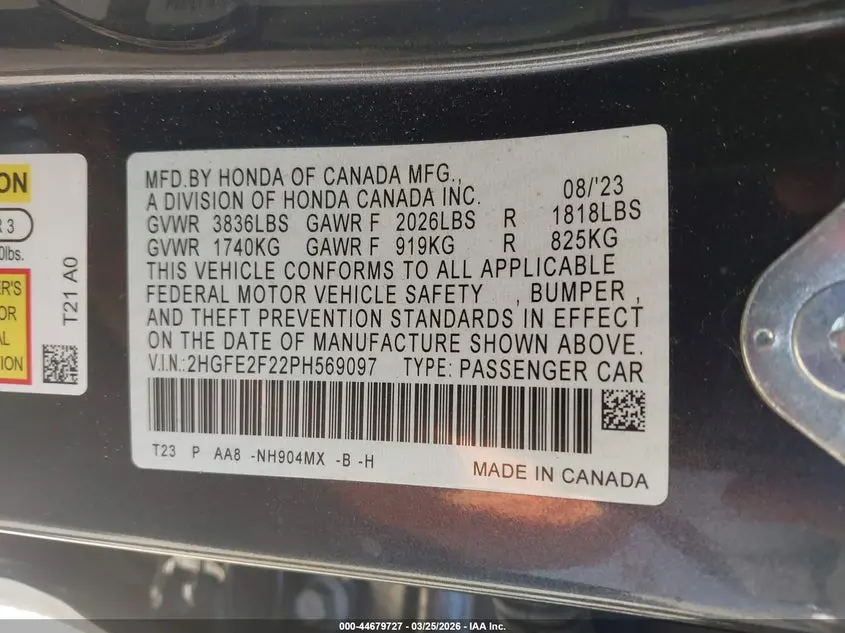 2023 HONDA CIVIC LX