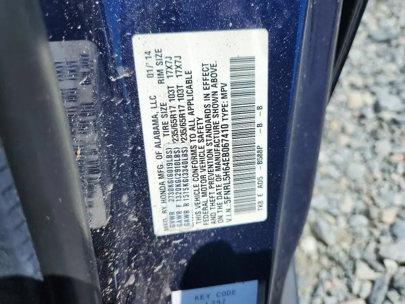 2014 HONDA ODYSSEY EXL  