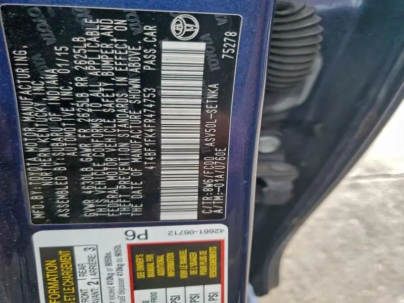 2015 TOYOTA CAMRY LE  