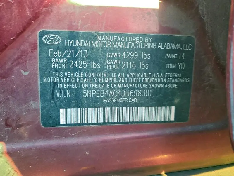 2013 HYUNDAI SONATA GLS  