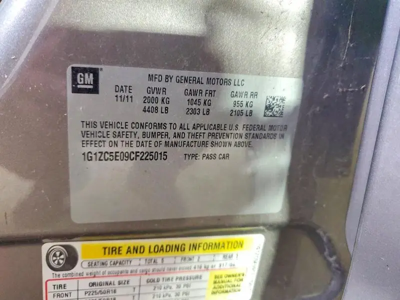 2012 CHEVROLET MALIBU 1LT  