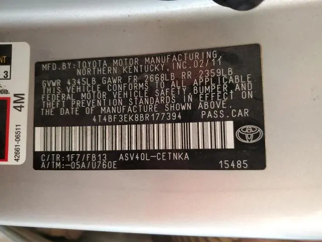 2011 TOYOTA CAMRY BASE  