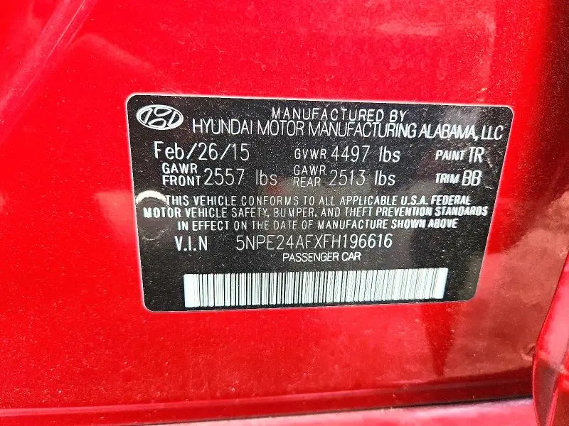 2015 HYUNDAI SONATA SE  