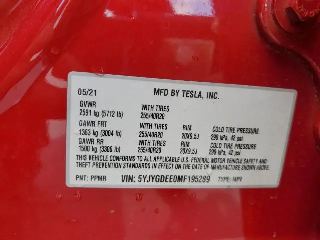 2021 TESLA MODEL Y   