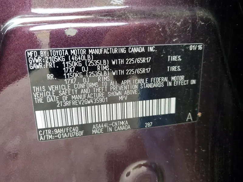 2016 TOYOTA RAV4 XLE  