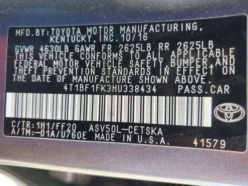 2017 TOYOTA CAMRY SE  