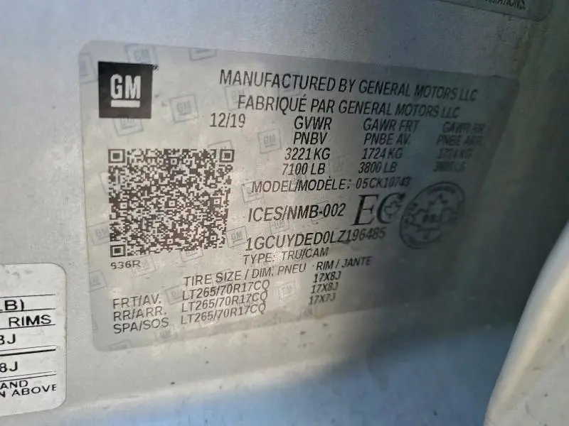 2020 CHEVROLET SILVERADO K1500 LT  