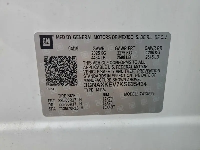 2019 CHEVROLET EQUINOX LT  