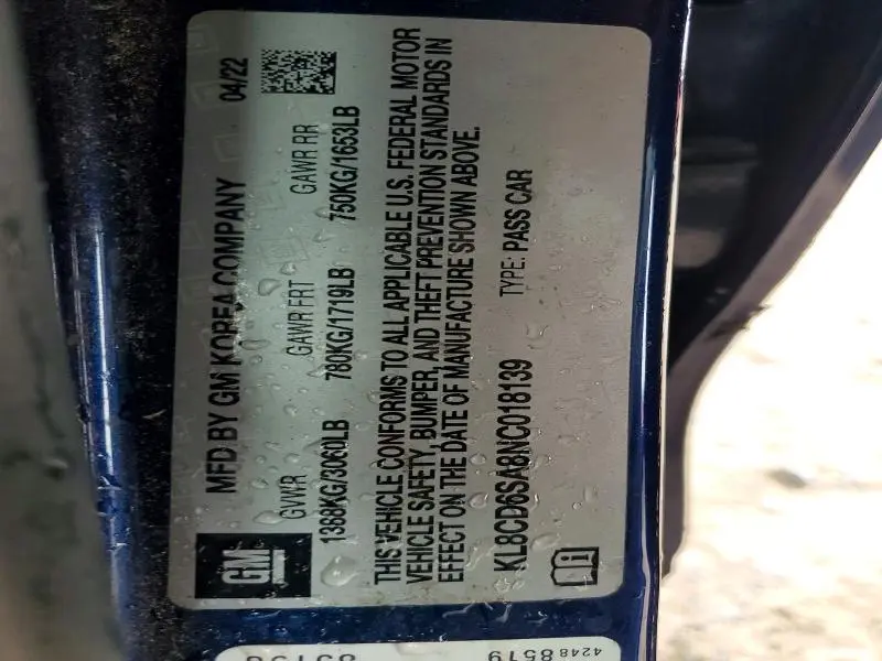 2022 CHEVROLET SPARK 1LT  