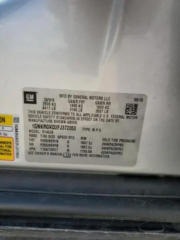 2015 CHEVROLET TRAVERSE LT  