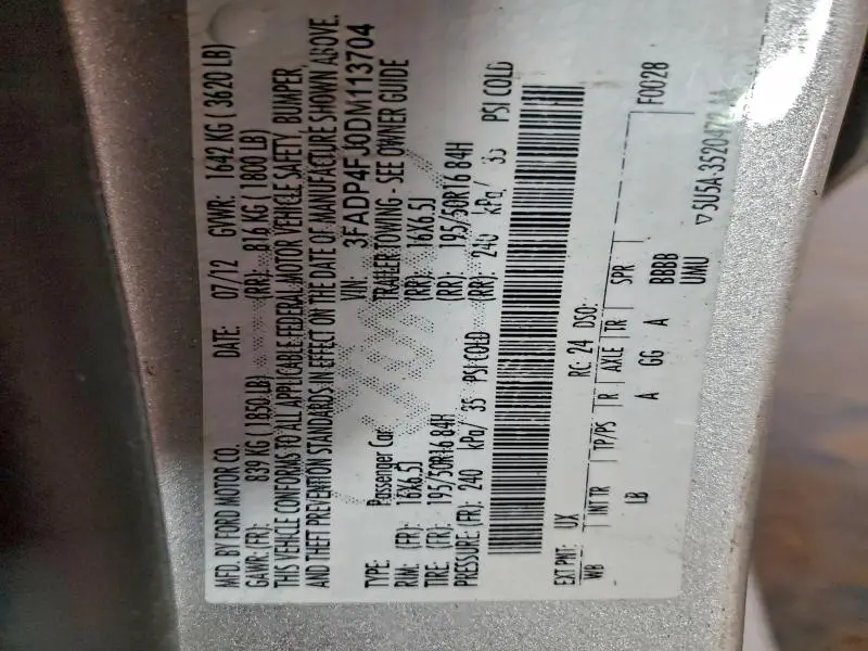 2013 FORD FIESTA TITANIUM  