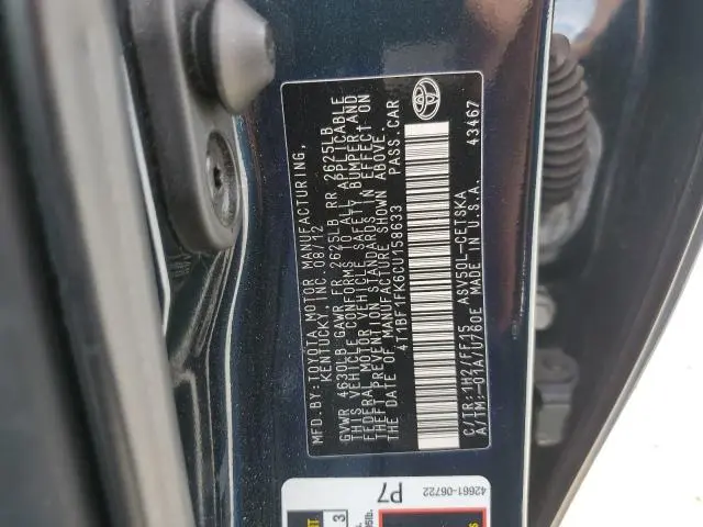 2012 TOYOTA CAMRY BASE  