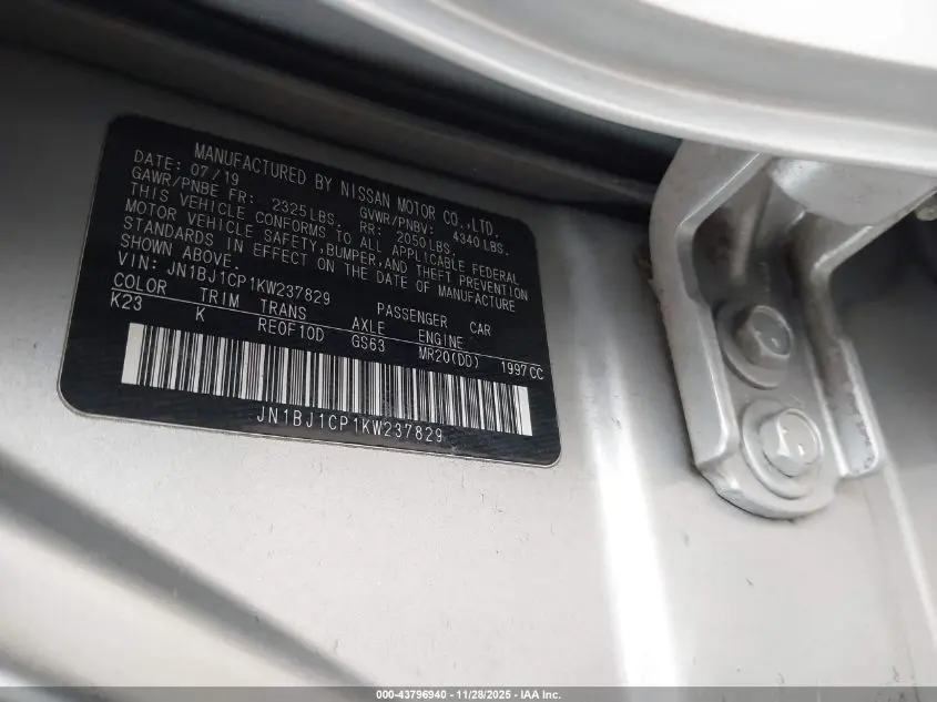 2019 NISSAN ROGUE SPORT SV