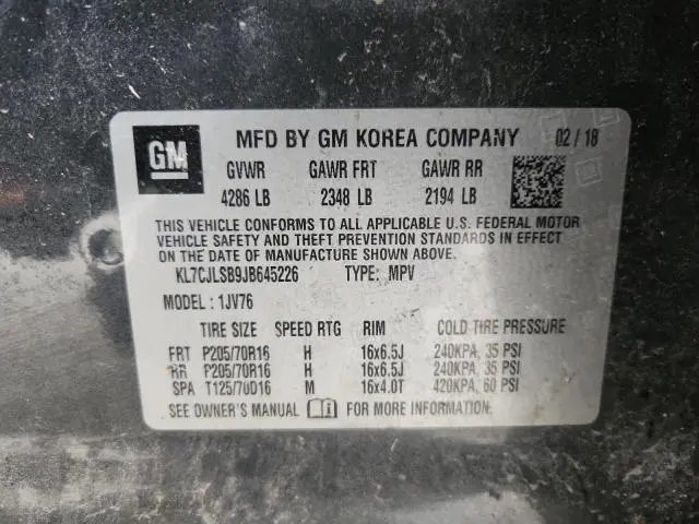 2018 CHEVROLET TRAX 1LT  