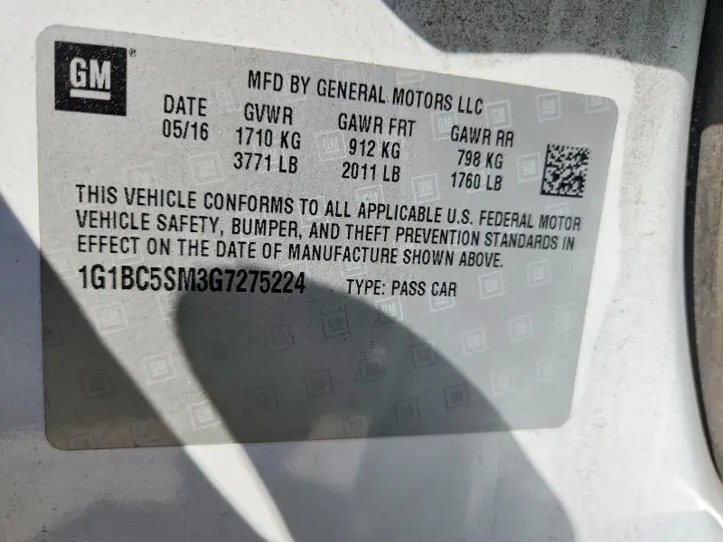 2016 CHEVROLET CRUZE LS  