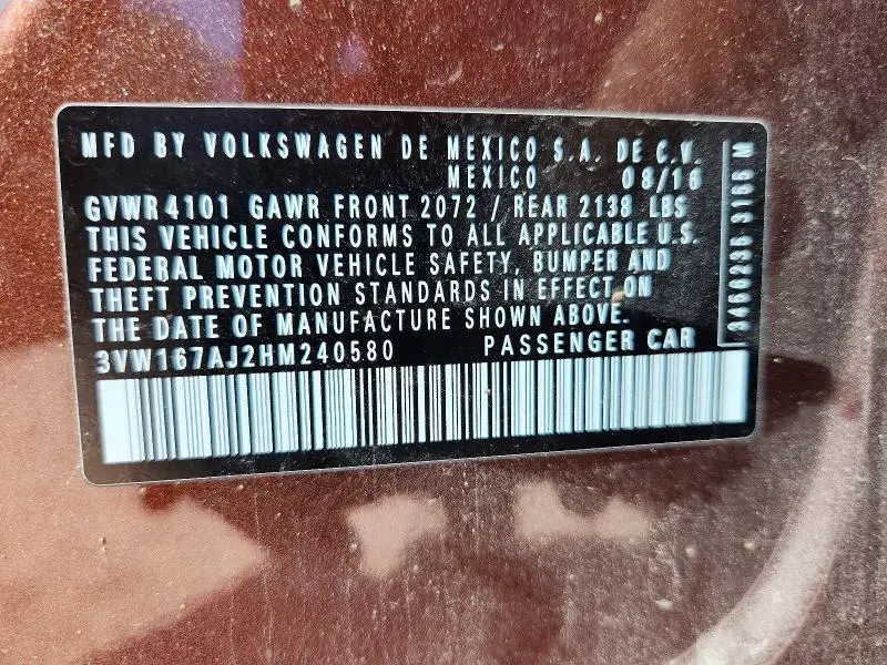 2017 VOLKSWAGEN JETTA S  