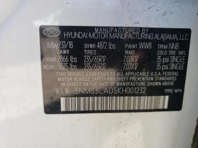 2019 HYUNDAI SANTA FE SEL