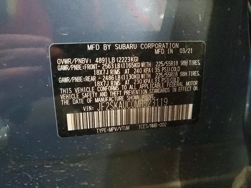 2021 SUBARU FORESTER LIMITED  