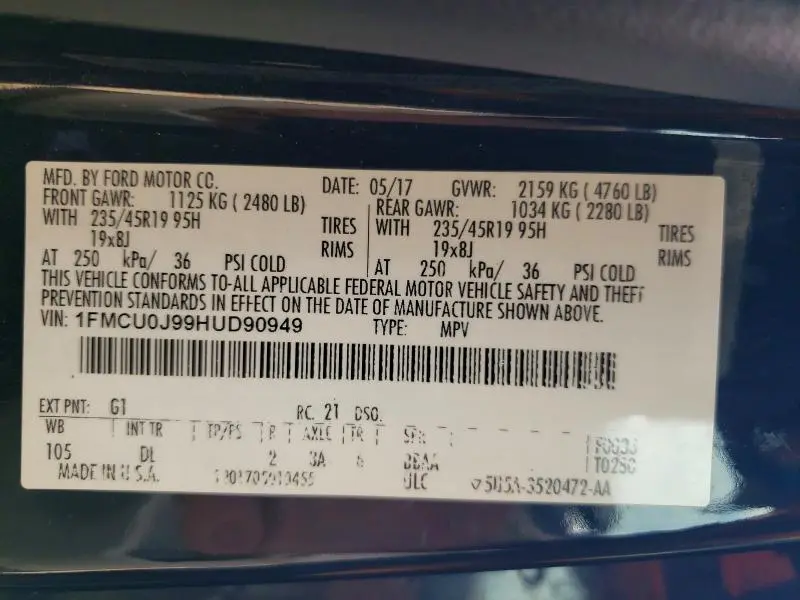 2017 FORD ESCAPE TITANIUM  