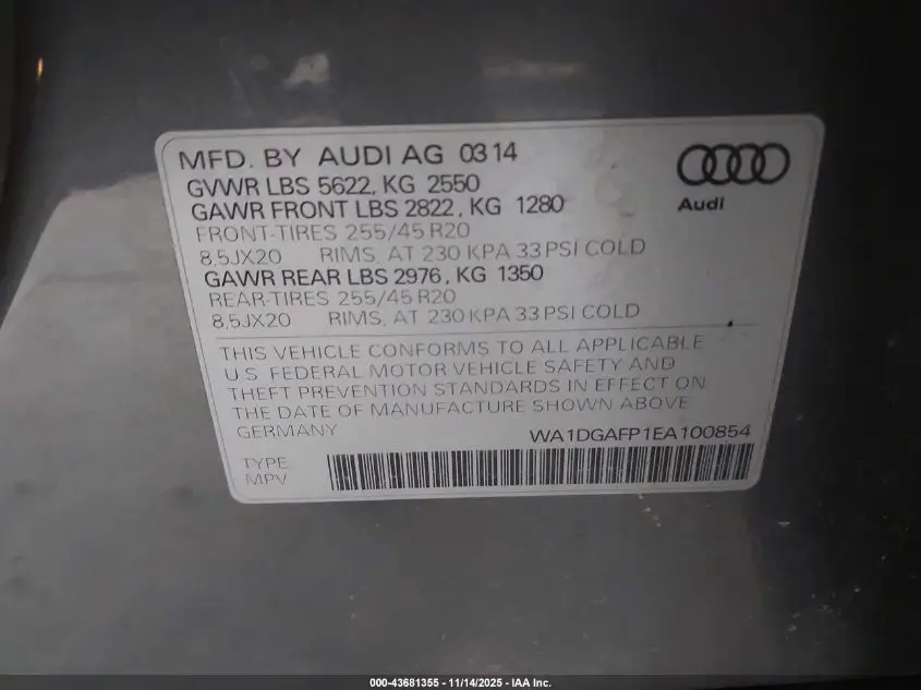 2014 AUDI Q5 3.0T PREMIUM PLUS