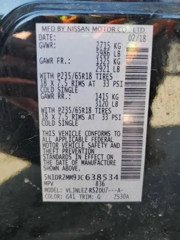 2018 NISSAN PATHFINDER S