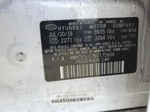 2019 HYUNDAI IONIQ BLUE  