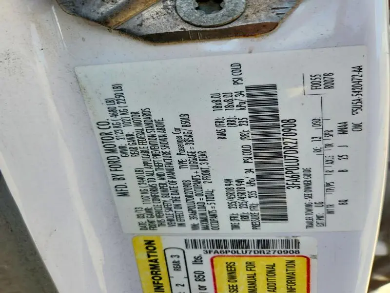 2013 FORD FUSION SE HYBRID  