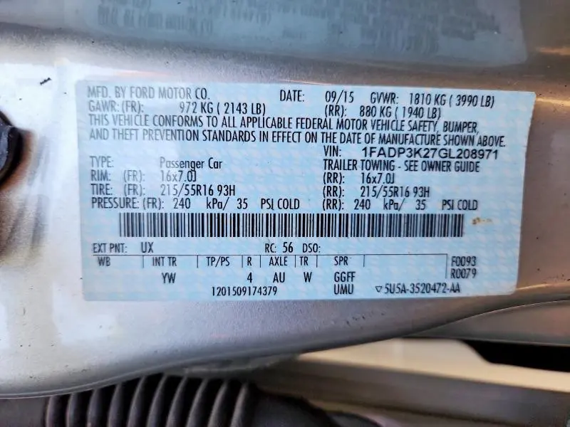 2016 FORD FOCUS SE  