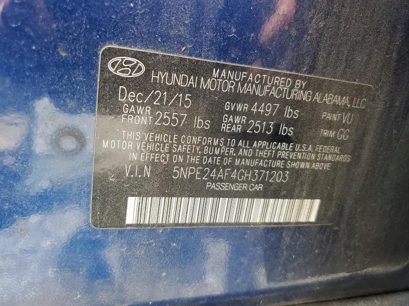 2016 HYUNDAI SONATA   