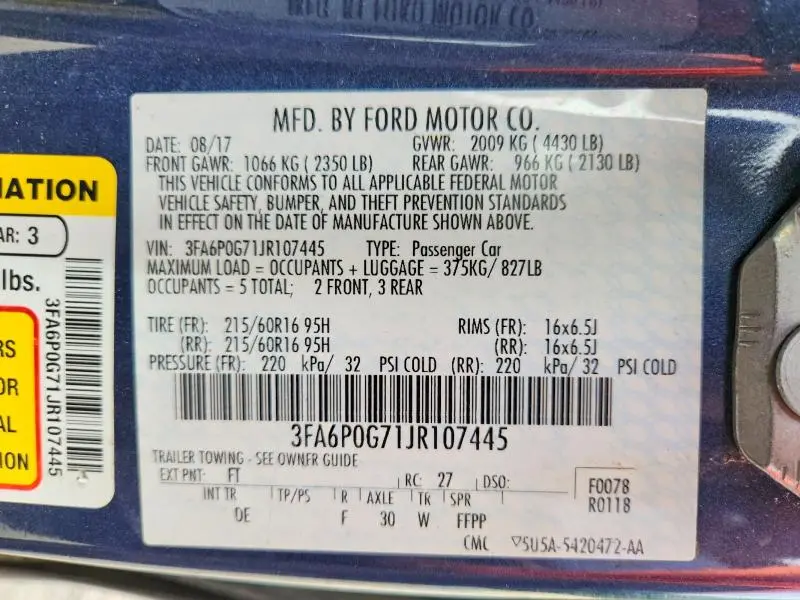 2018 FORD FUSION S  