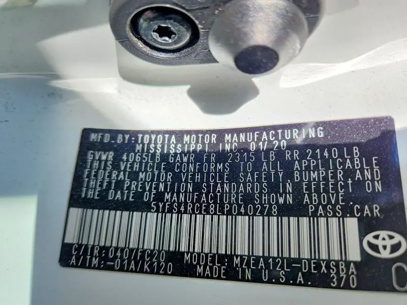 2020 TOYOTA COROLLA SE  