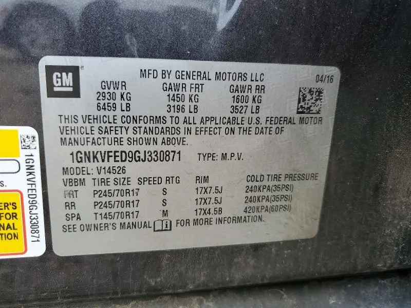 2016 CHEVROLET TRAVERSE LS  