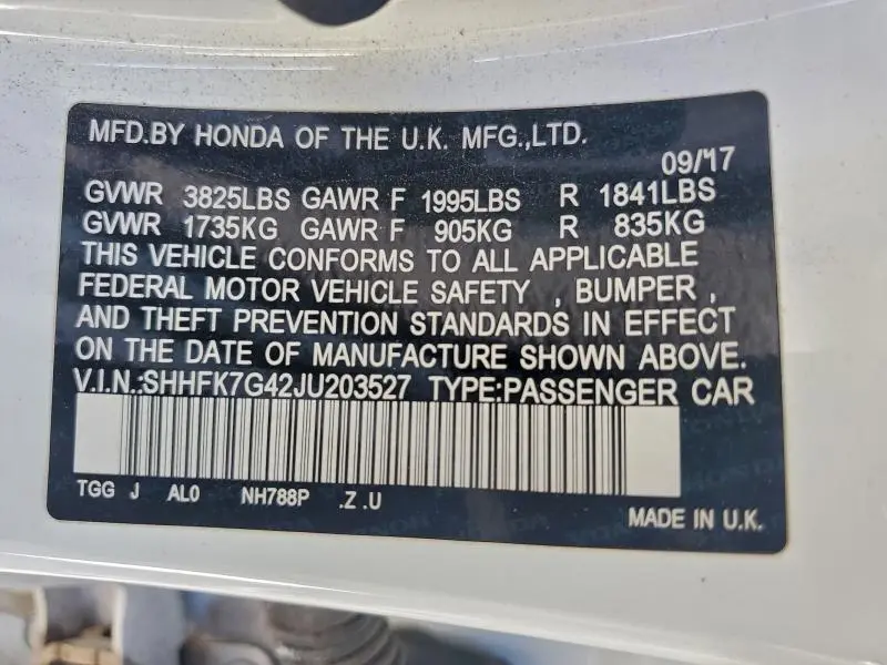 2018 HONDA CIVIC SPORT  