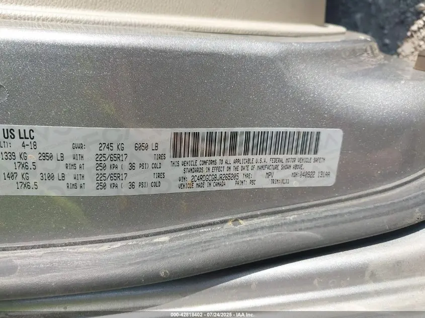 2018 DODGE GRAND CARAVAN SXT